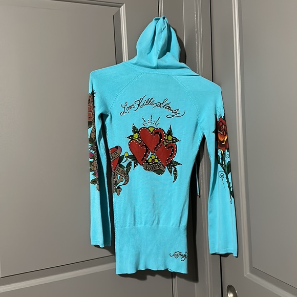 Y2K Ed Hardy Rhinestone Hoodie - Picture 1 of 8
